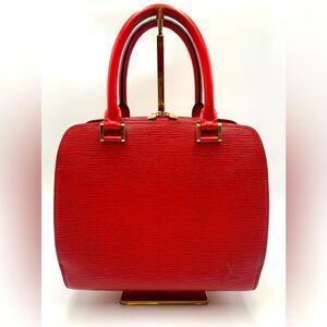 Auth Louis Vuitton Vtg Castilian Red Epi Leather Pont Neuf PM Handbag Tote Purse